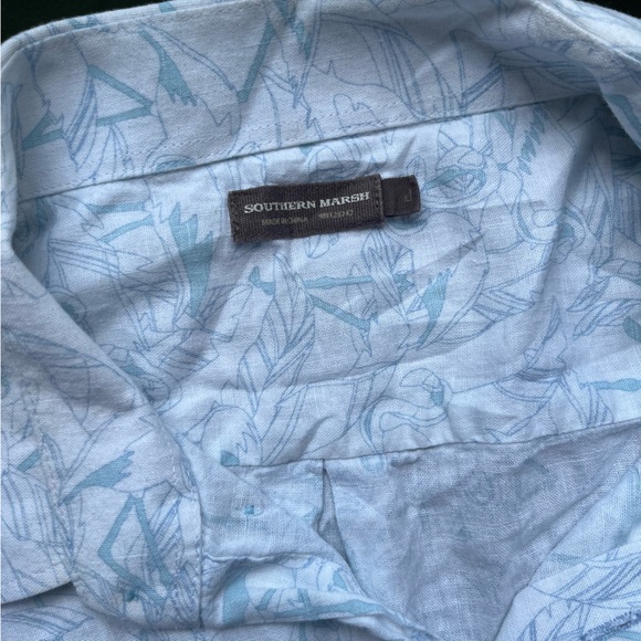 Southern Marsh Island Linen White Flamingos Buttondown, Size XL, EUC - Picture 4 of 5